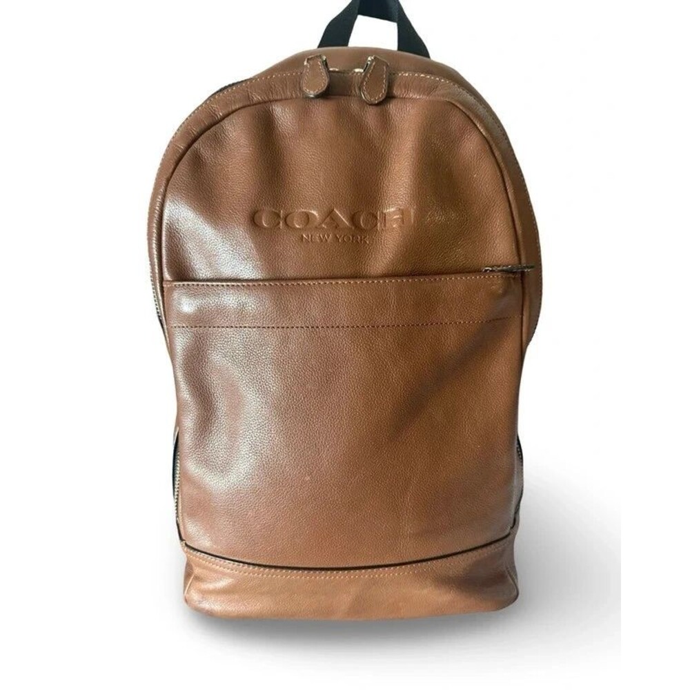 Authentic COACH Charles Slim Backpack in Sport Calf LeatherDark Saddle Brown